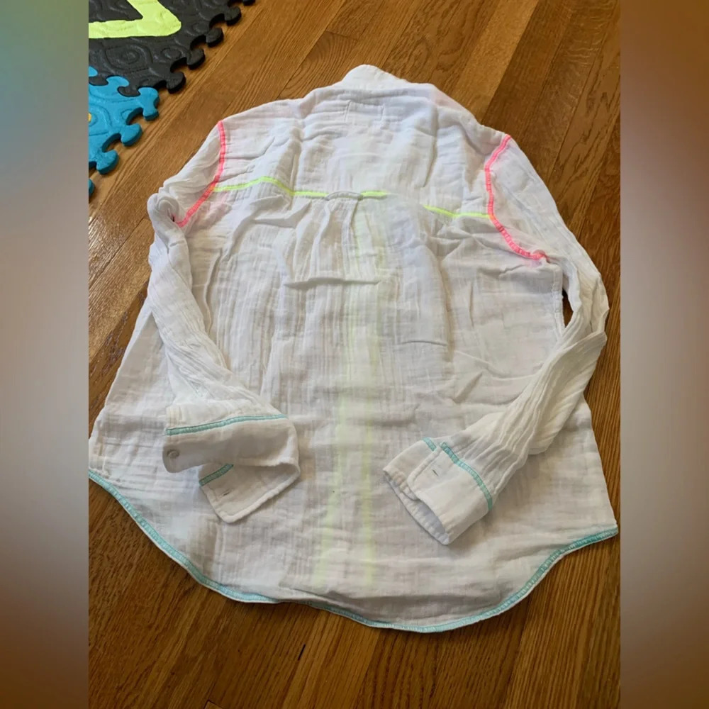 Rails 100% Cotton White Button Down With Neon Det… - image 6